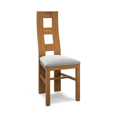 Wave Back Rustic Solid Oak Chair with Verona Grey Fabric Seat