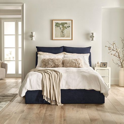 Wren Double Ottoman Bed in Smooth Midnight Fabric