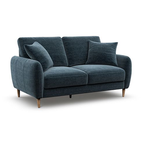 Zara 2 Seater Sofa in Steel Blue Fabric