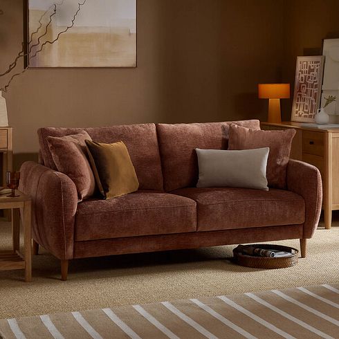 Zara 3 Seater Sofa in Arlan Copperwood  Fabric