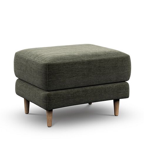 Zara Footstool in Canna Dark Green Fabric