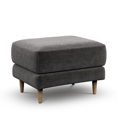 Zara Footstool in Canna Dark Grey Fabric