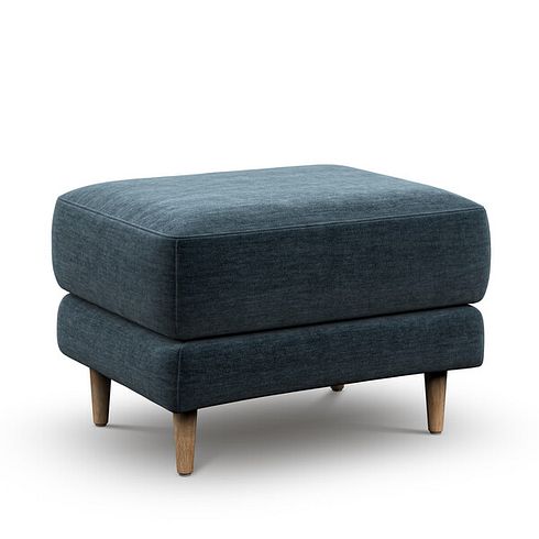 Zara Footstool in Steel Blue Fabric