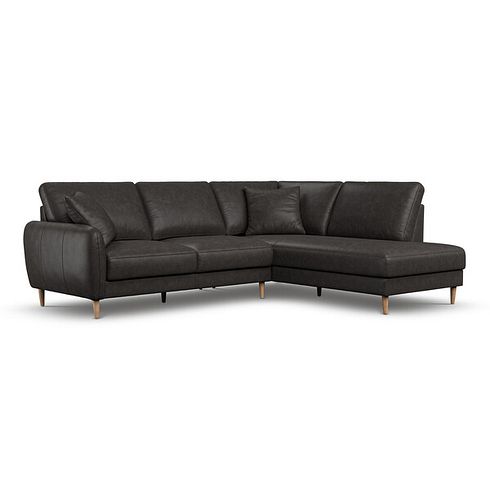 Zara Left Hand Corner Chaise Sofa in Ash Leather