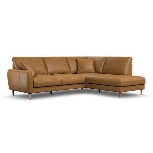 Zara Left Hand Corner Chaise Sofa in Brown Leather