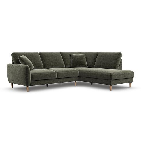 Zara Left Hand Corner Chaise Sofa in Canna Dark Green Fabric