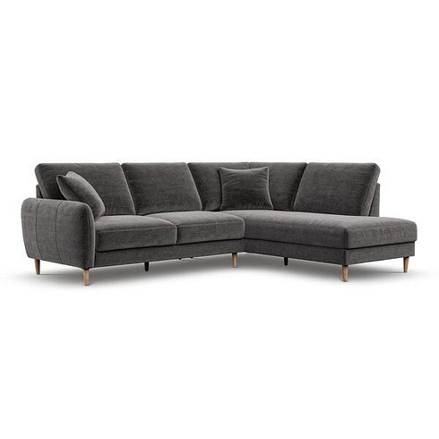 Zara Left Hand Corner Chaise Sofa in Canna Dark Grey Fabric