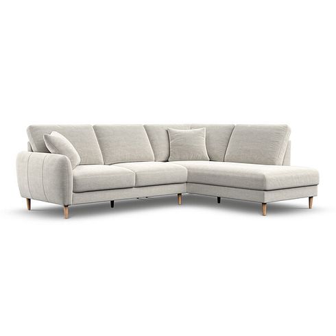 Zara Left Hand Corner Chaise Sofa in Canna Light Grey Fabric