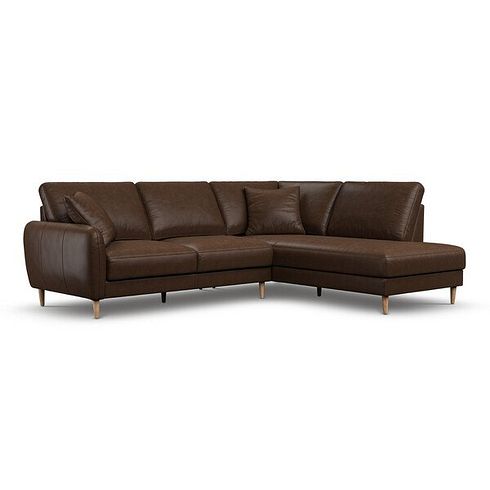 Zara Left Hand Corner Chaise Sofa in Dark Brown Leather