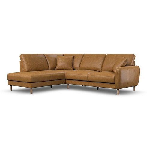 Zara Right Hand Corner Chaise Sofa in Brown Leather