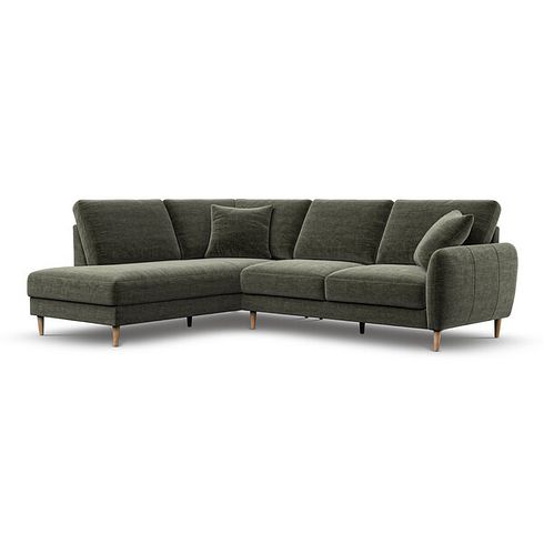 Zara Right Hand Corner Chaise Sofa in Canna Dark Green Fabric