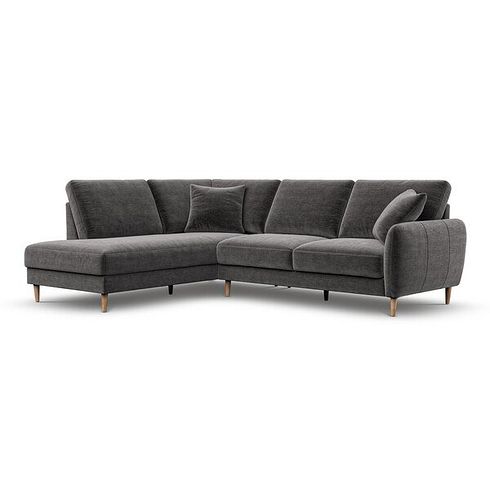 Zara Right Hand Corner Chaise Sofa in Canna Dark Grey Fabric