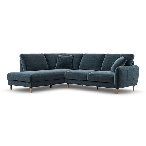 Zara Right Hand Corner Chaise Sofa in Steel Blue Fabric