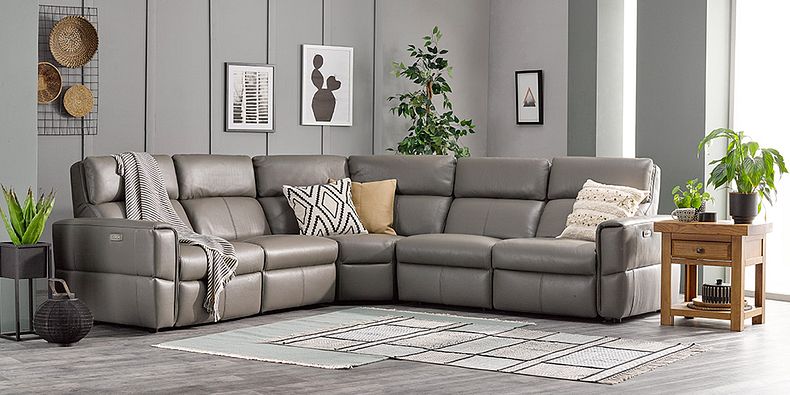 Grey Leather Recliner Sofas