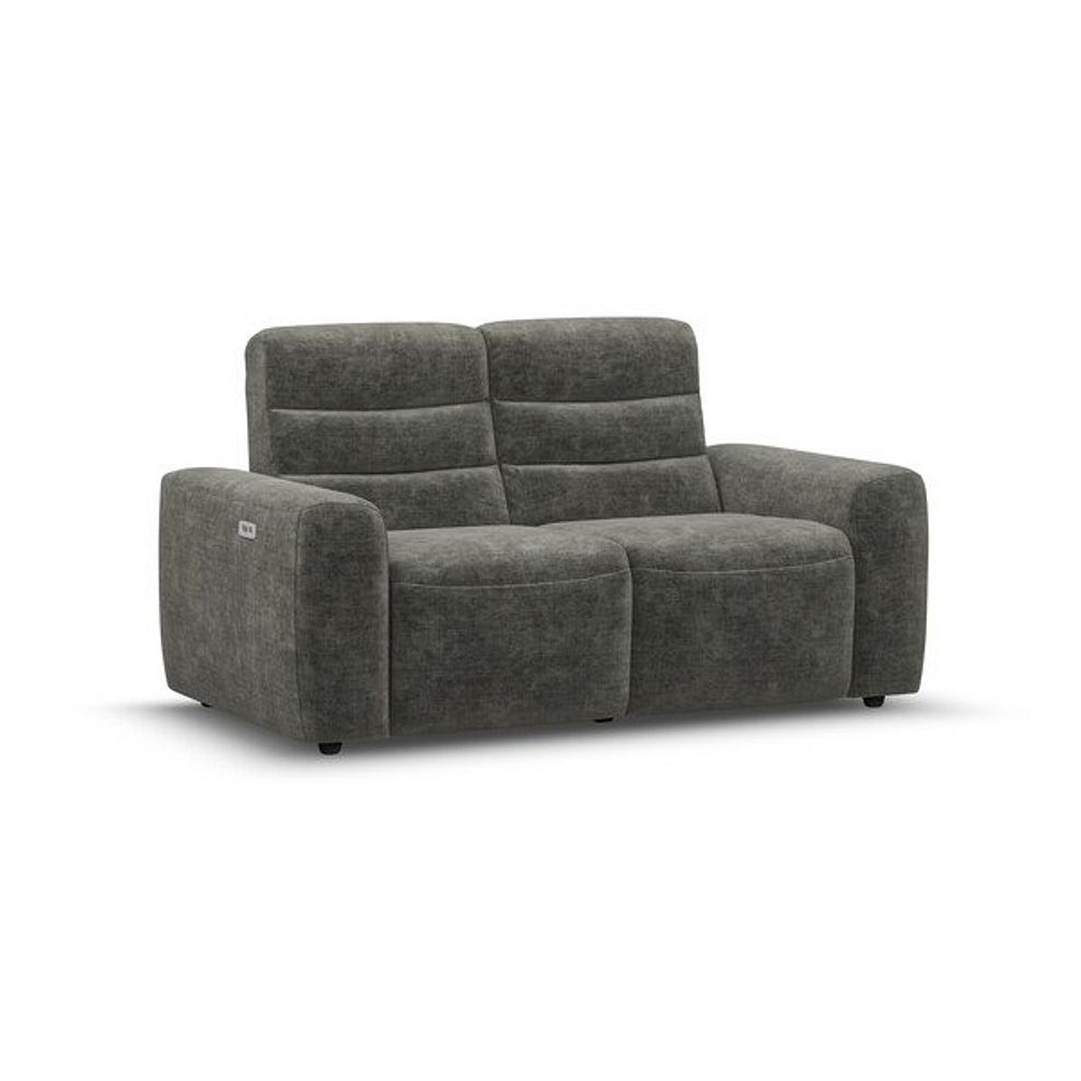 Cohen 2 Seater Electric Recliner in Plush Charcoal Fabric 1