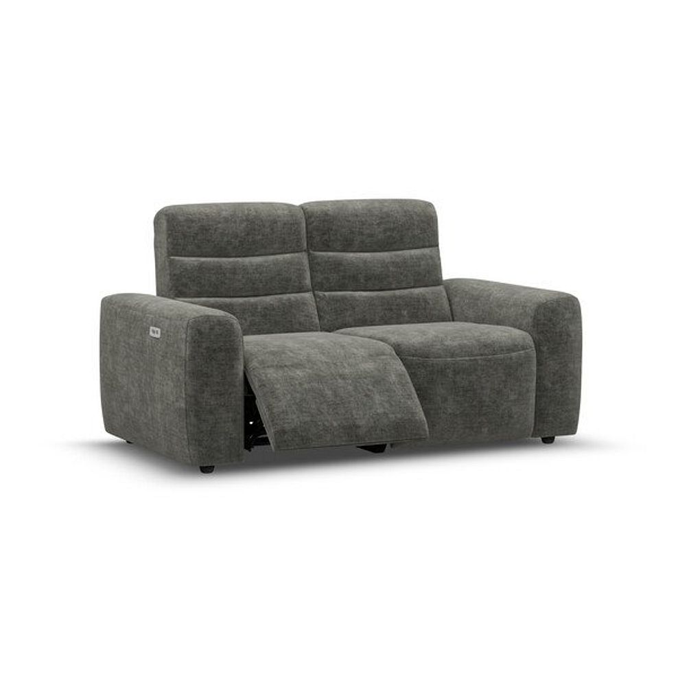 Cohen 2 Seater Electric Recliner in Plush Charcoal Fabric 2