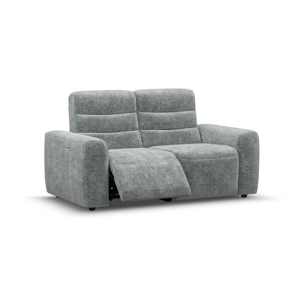 Cohen 2 Seater Electric Recliner in Plush Silver Fabric 2