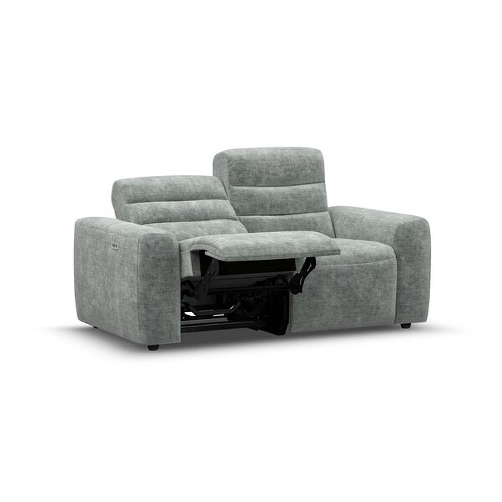 Cohen 2 Seater Electric Recliner in Plush Silver Fabric 3