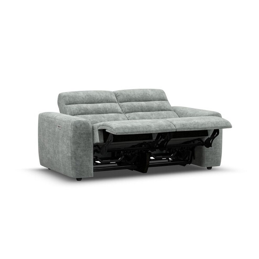 Cohen 2 Seater Electric Recliner in Plush Silver Fabric 4