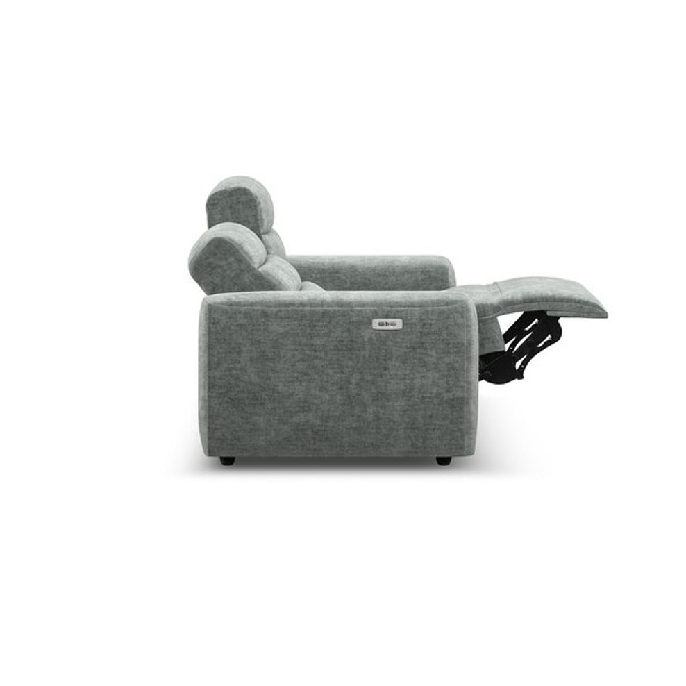 Cohen 2 Seater Electric Recliner in Plush Silver Fabric 8