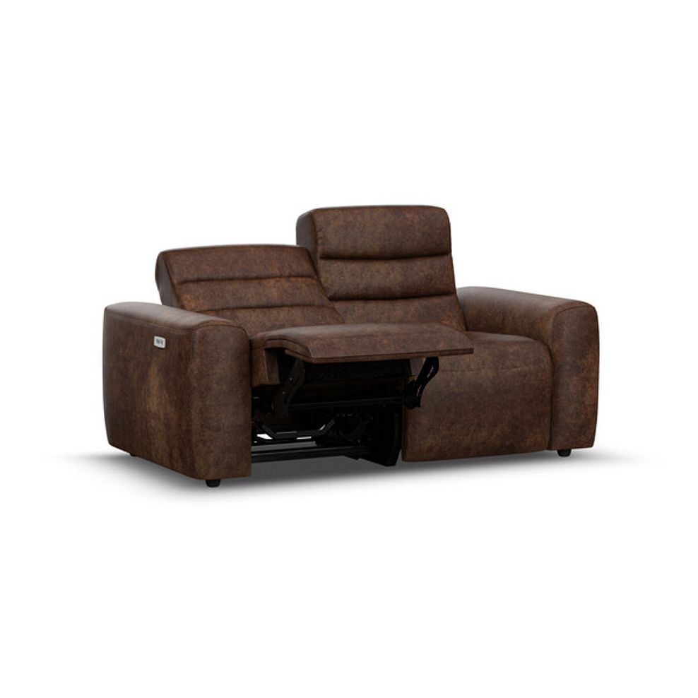 Cohen 2 Seater Electric Recliner in Ranch Dark Brown Fabric 3