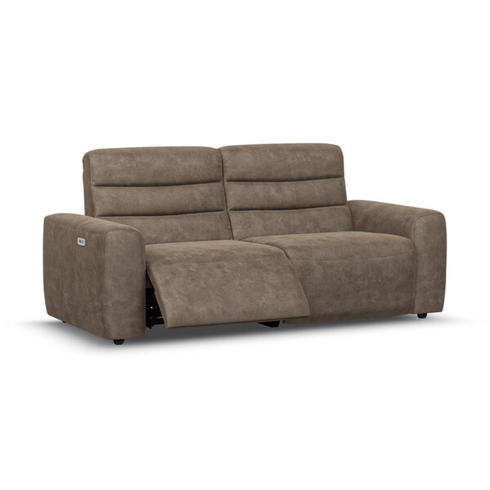 Cohen 3 Seater Electric Recliner in Miller Earth Brown Fabric 2