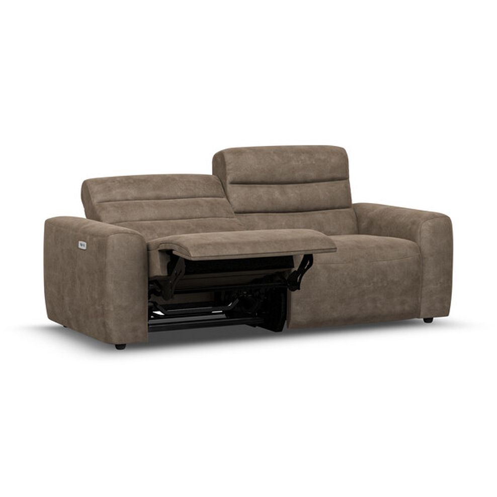 Cohen 3 Seater Electric Recliner in Miller Earth Brown Fabric 3