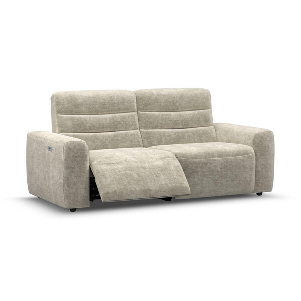 Cohen 3 Seater Electric Recliner in Plush Beige Fabric 2