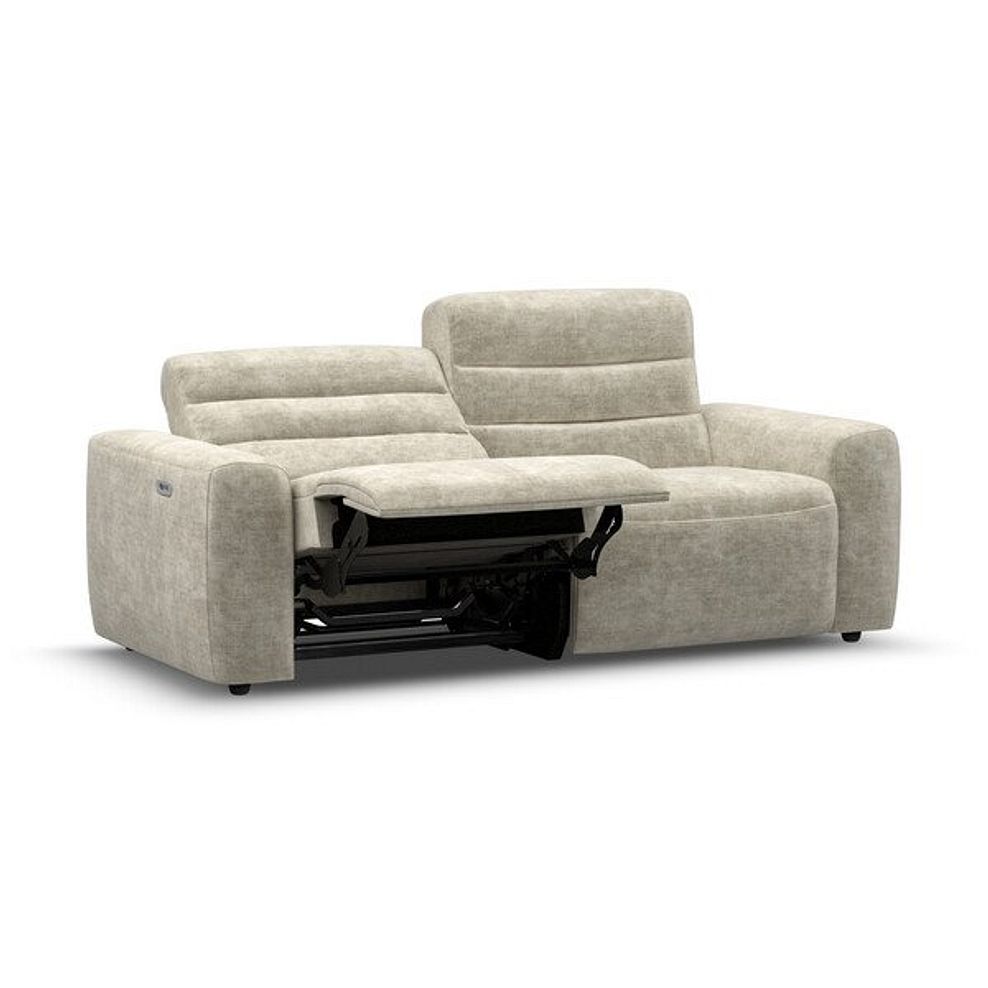 Cohen 3 Seater Electric Recliner in Plush Beige Fabric 3