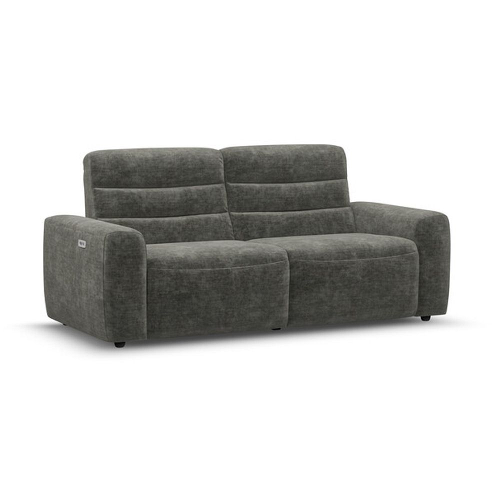Cohen 3 Seater Electric Recliner in Plush Charcoal Fabric 1