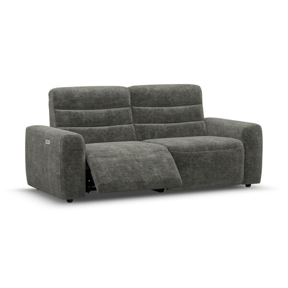 Cohen 3 Seater Electric Recliner in Plush Charcoal Fabric 2