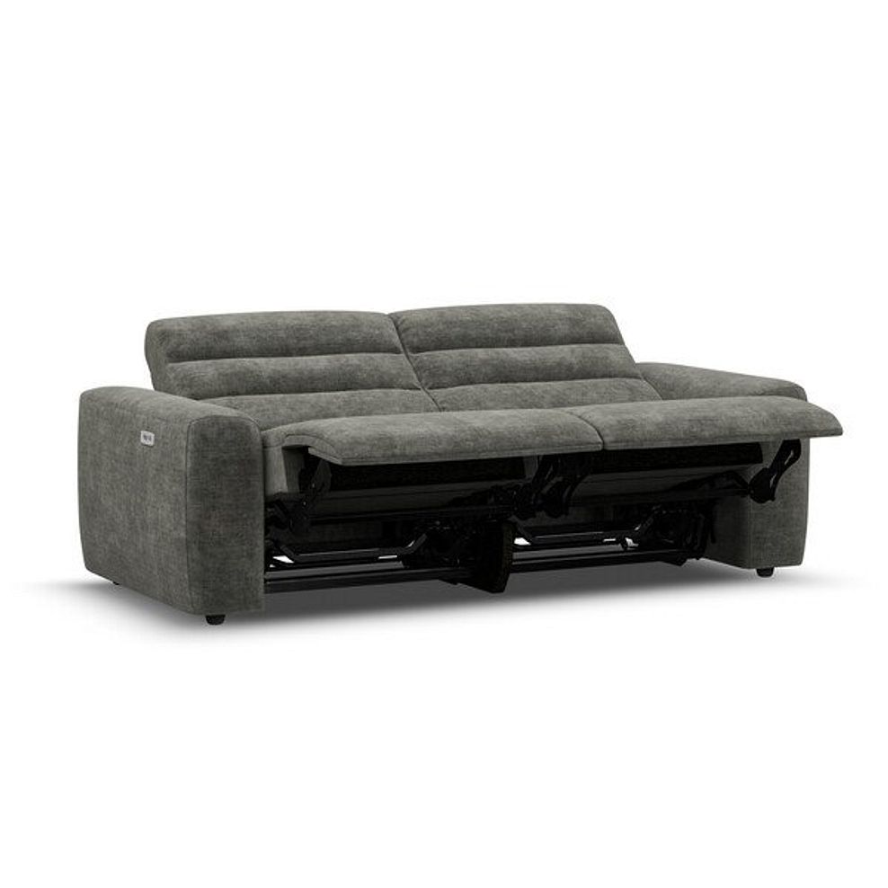 Cohen 3 Seater Electric Recliner in Plush Charcoal Fabric 4
