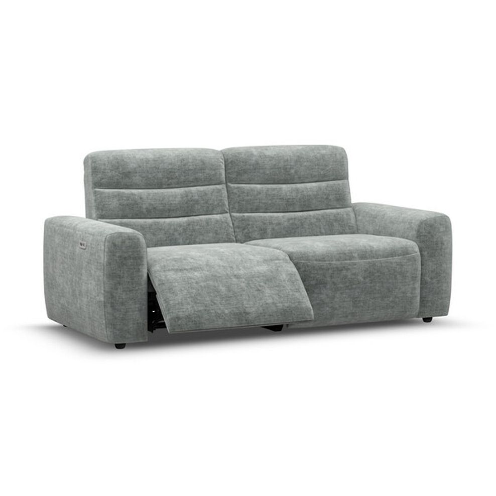 Cohen 3 Seater Electric Recliner in Plush Silver Fabric 2