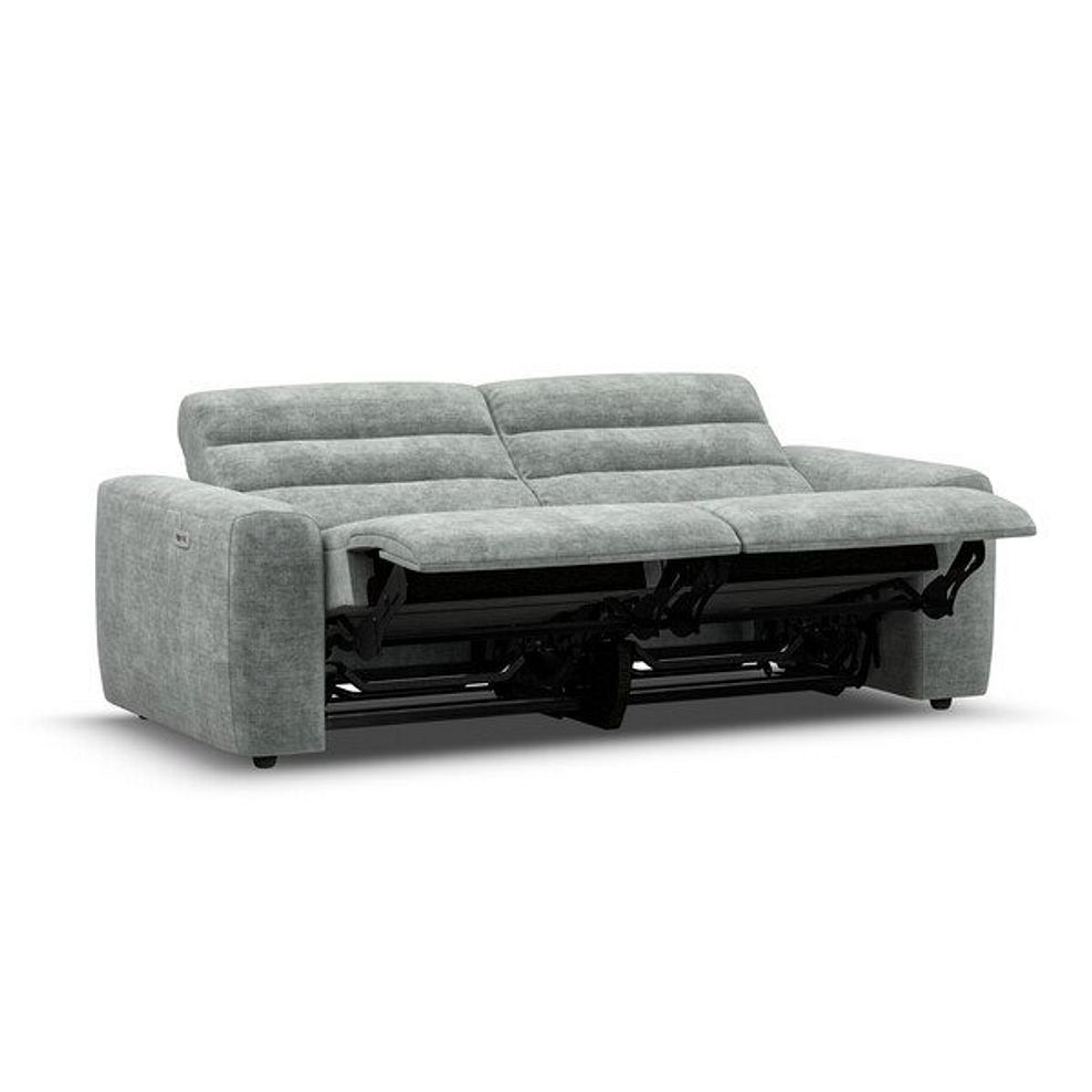 Cohen 3 Seater Electric Recliner in Plush Silver Fabric 4