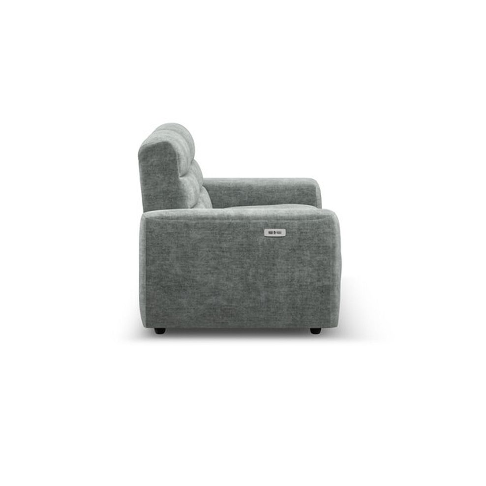 Cohen 3 Seater Electric Recliner in Plush Silver Fabric 7