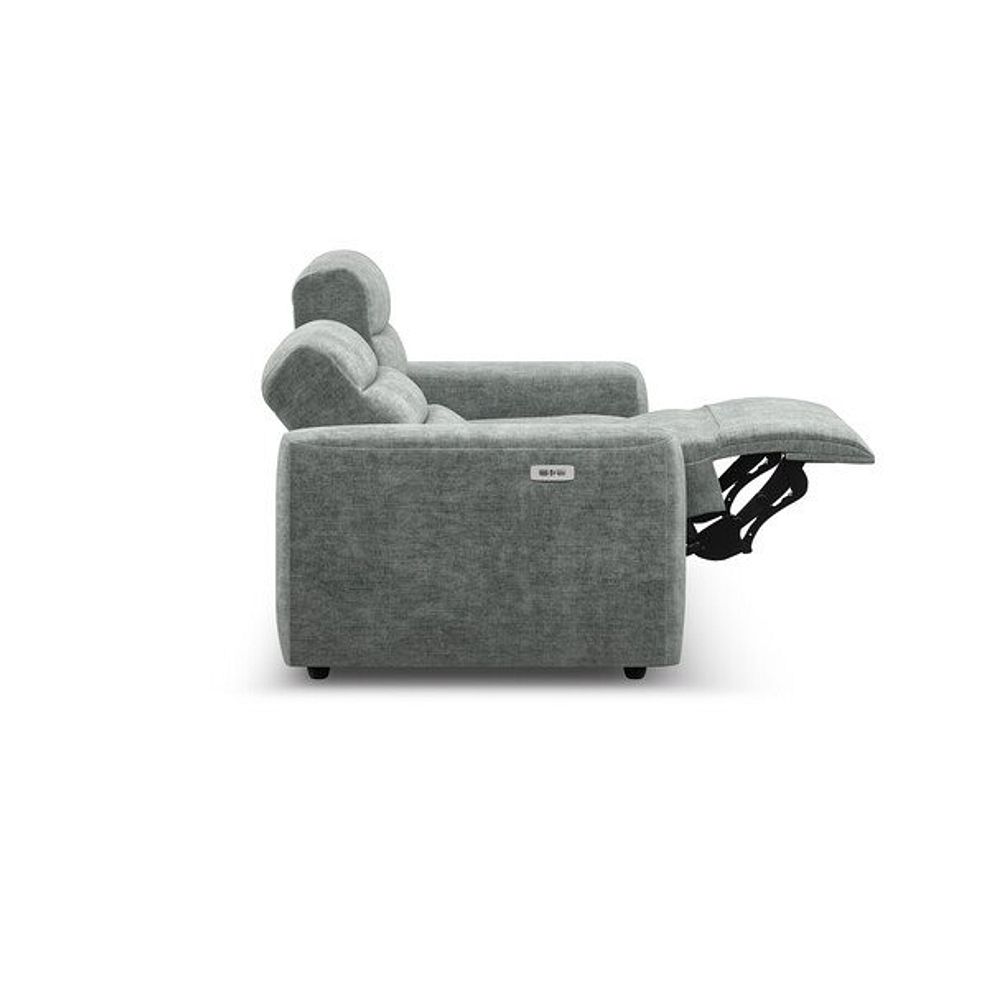Cohen 3 Seater Electric Recliner in Plush Silver Fabric 8