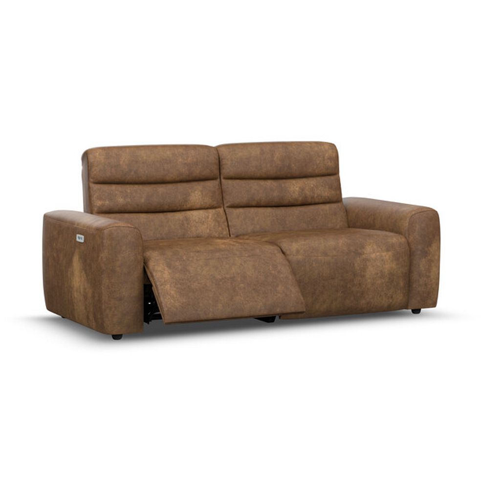 Cohen 3 Seater Electric Recliner in Ranch Brown Fabric 2