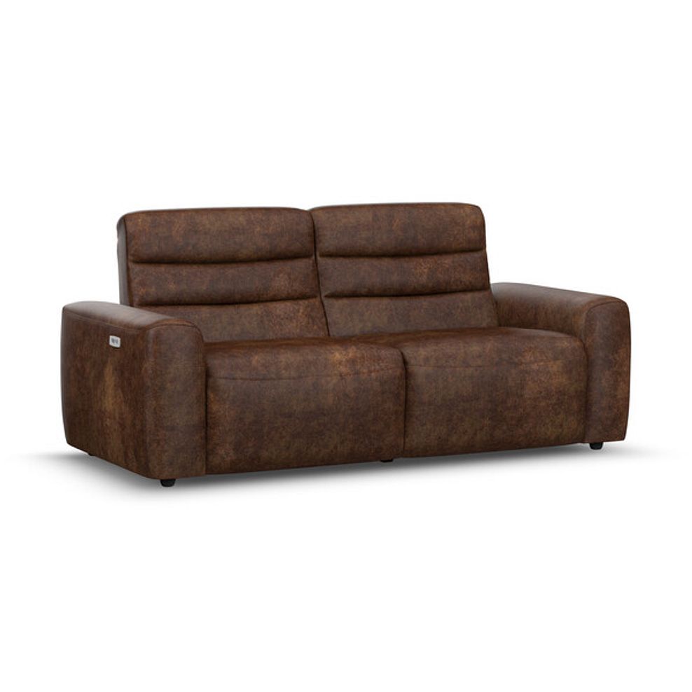 Cohen 3 Seater Electric Recliner in Ranch Dark Brown Fabric 1