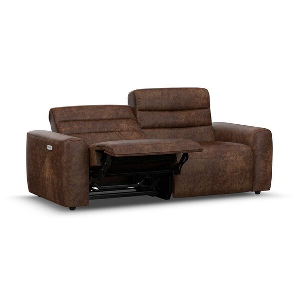 Cohen 3 Seater Electric Recliner in Ranch Dark Brown Fabric 3