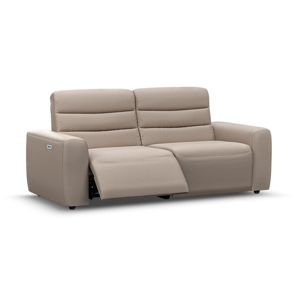 Cohen 3 Seater Electric Recliner in Virgo Buff Leather 2