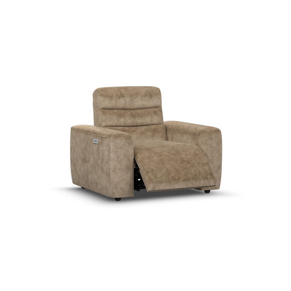 Cohen Electric Recliner Armchair in Dapple Taupe Fabric 2