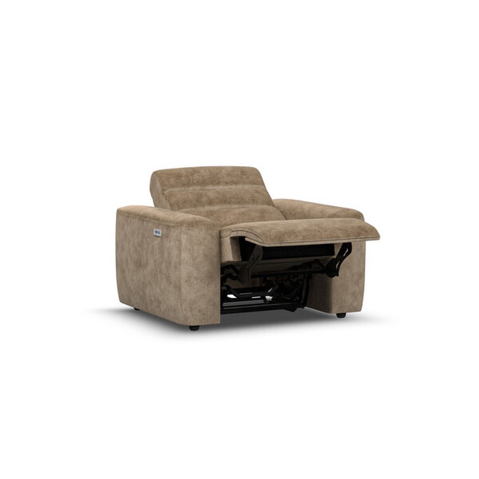 Cohen Electric Recliner Armchair in Dapple Taupe Fabric 3