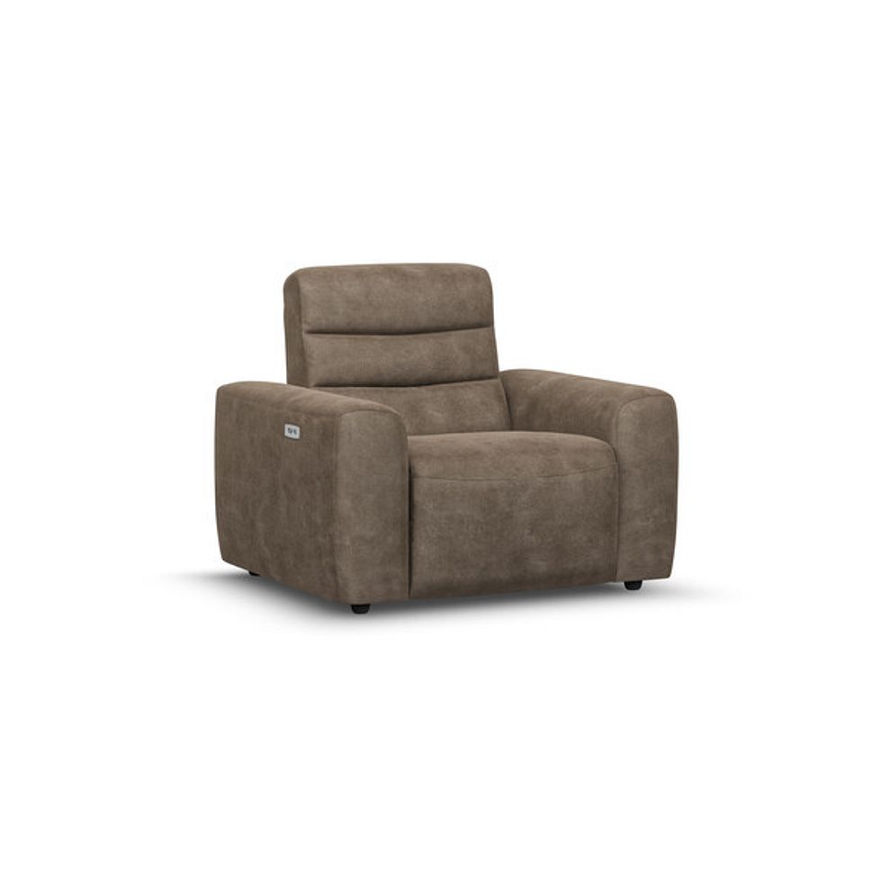 Cohen Electric Recliner Armchair in Miller Earth Brown Fabric 1