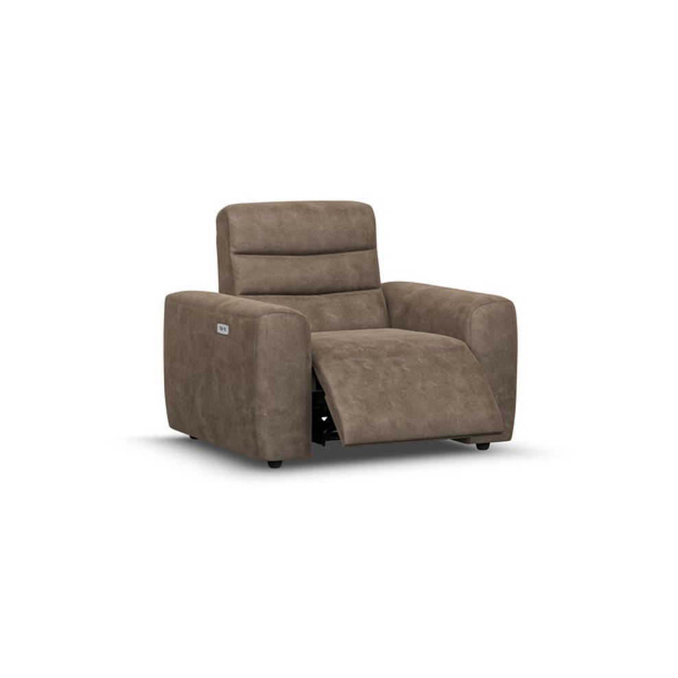 Cohen Electric Recliner Armchair in Miller Earth Brown Fabric 2