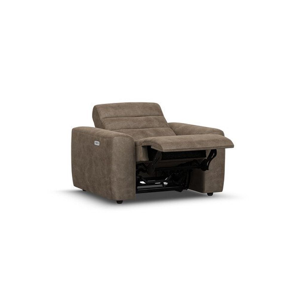 Cohen Electric Recliner Armchair in Miller Earth Brown Fabric 3