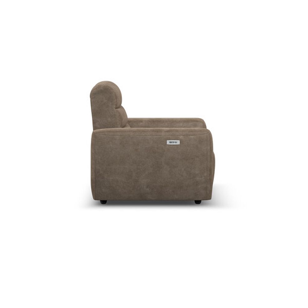Cohen Electric Recliner Armchair in Miller Earth Brown Fabric 6