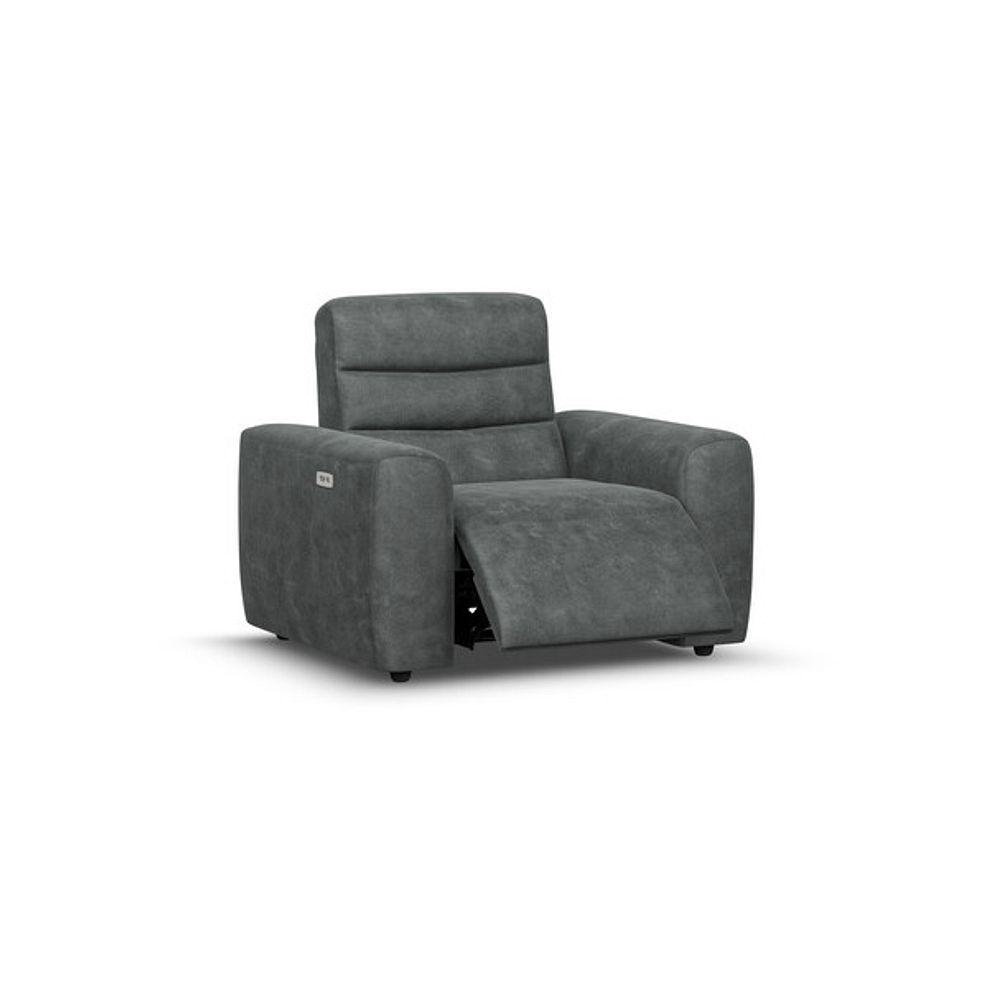 Cohen Electric Recliner Armchair in Miller Grey Fabric 2