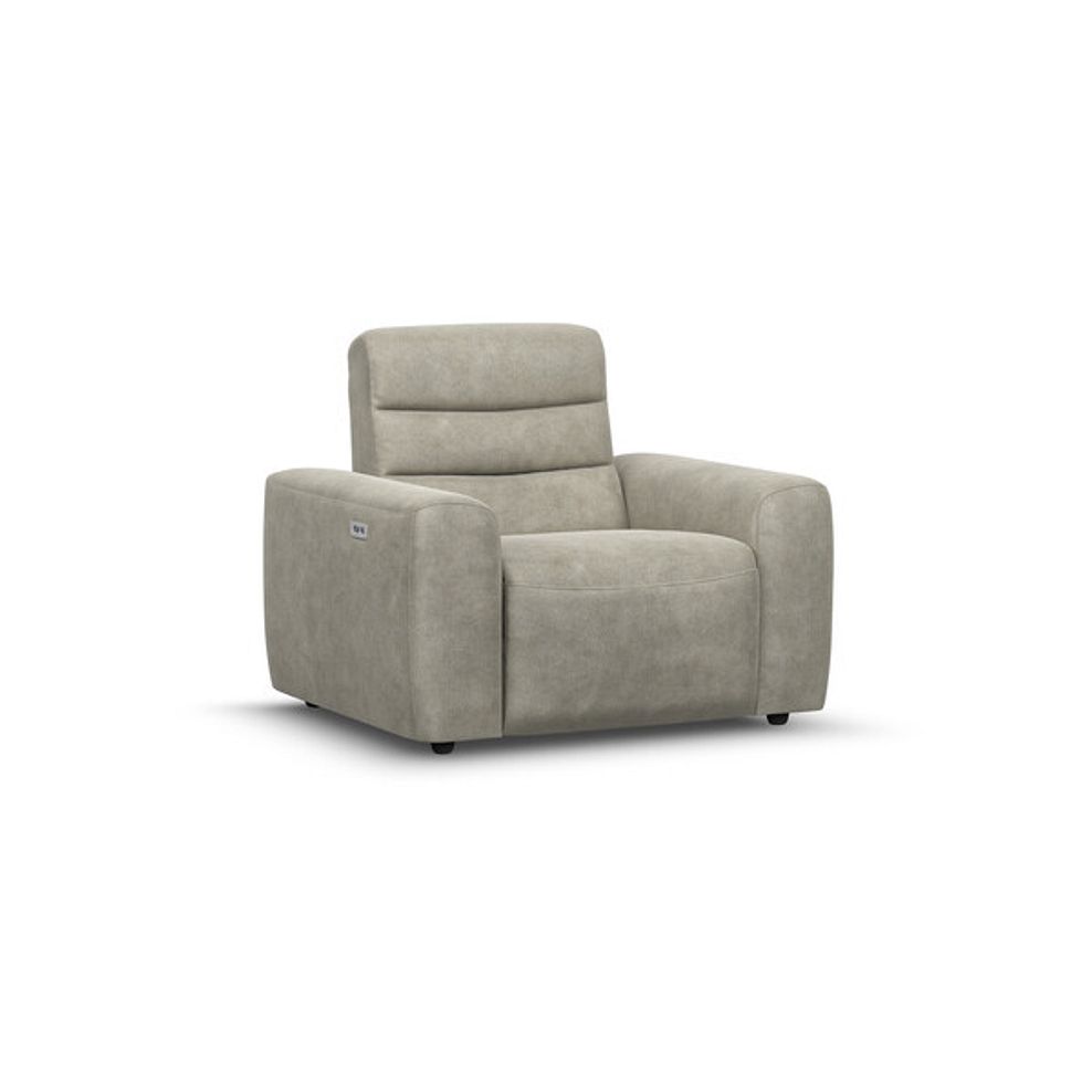 Cohen Electric Recliner Armchair in Miller Taupe Fabric 1
