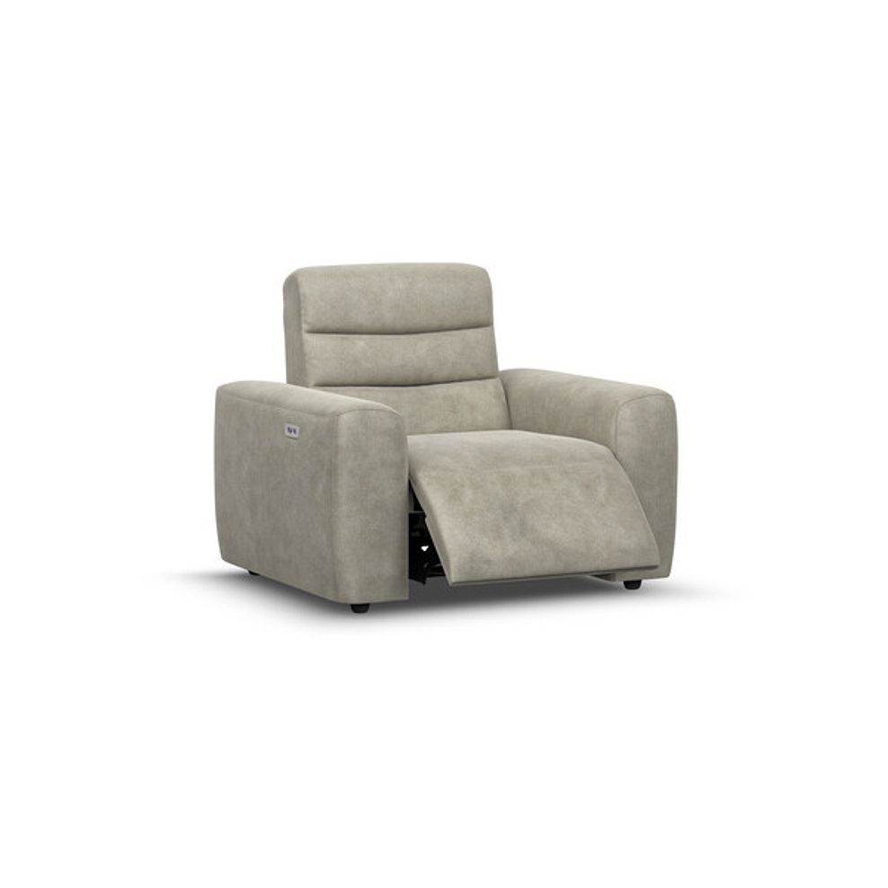 Cohen Electric Recliner Armchair in Miller Taupe Fabric 2