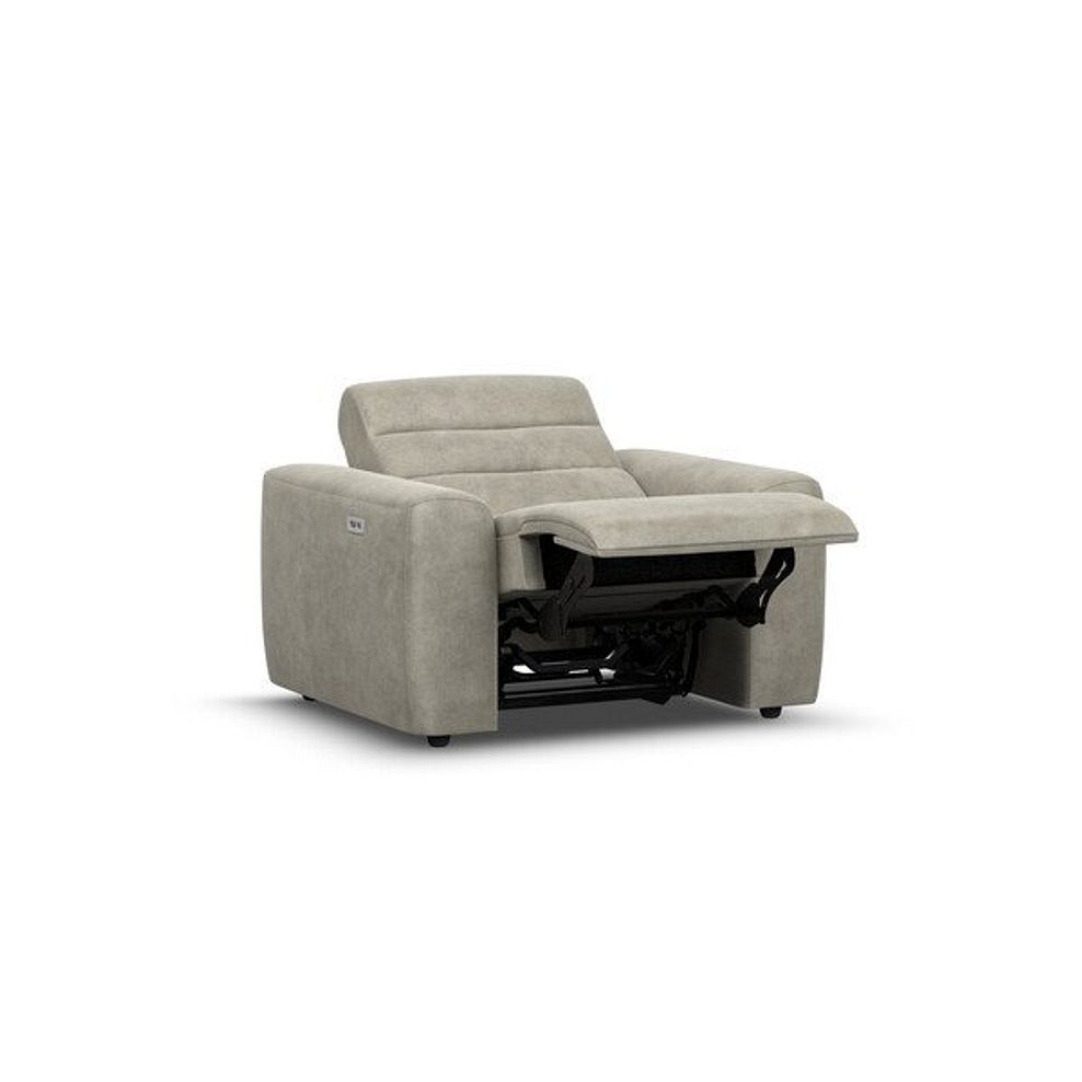 Cohen Electric Recliner Armchair in Miller Taupe Fabric 3